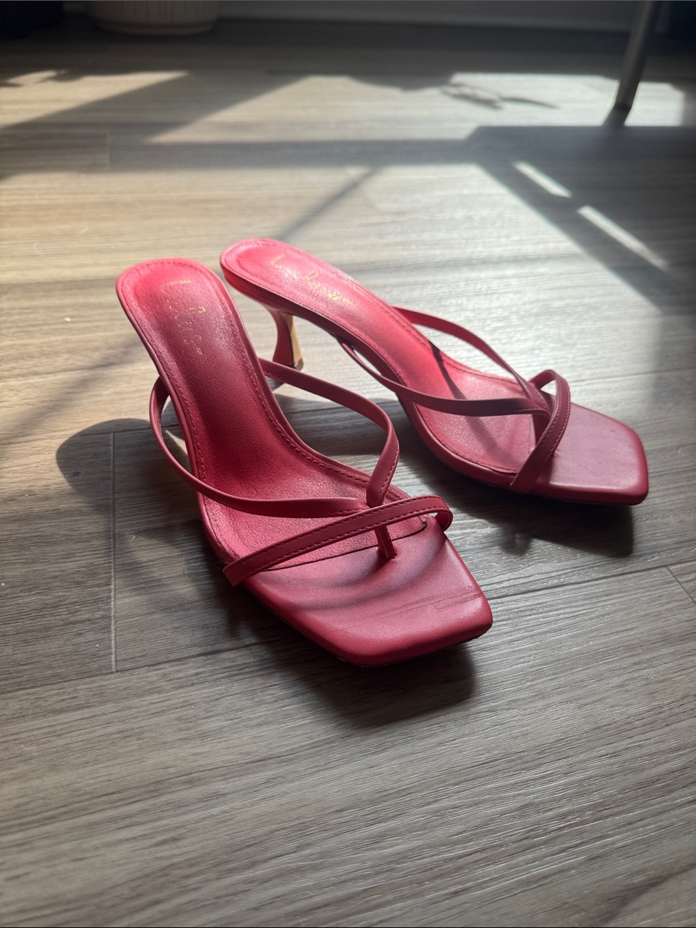 Lulu's Strappy Red Square-Toe Heeled Sandals